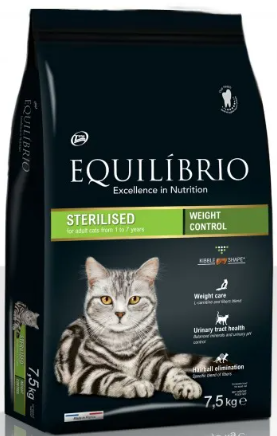 Equilibrio Adult Cat Sterilized - Пълноценна храна за кастрирани израснали котки 7.5 кг