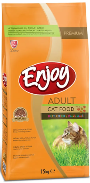 Enjoy Cat Multicolor - Пълноценна храна за израснали котки от всички породи с пилешко 15 кг
