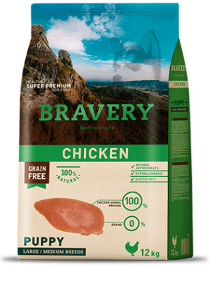 Bravery Chicken Medium & Large Breeds Puppy - Пълноценна храна за подрастващи кученца от средни и едри породи с пилешко