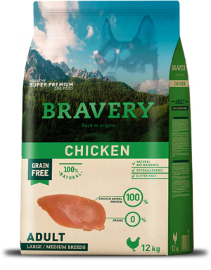 Bravery Chicken Medium & Large Breeds Adult Dog - Пълноценна храна за израснали кучета от средни и едри породи с пилешко