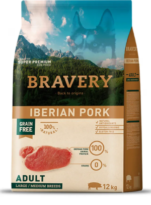 Bravery Iberian Pork Medium & Large Breeds Adult Dog - Пълноценна храна за израснали кучета от средни и едри породи с иберийско свинско