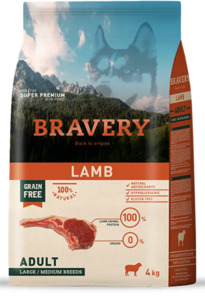 Bravery Lamb Medium & Large Breeds Adult Dog - Пълноценна храна за израснали кучета от средни и едри породи с агнешко
