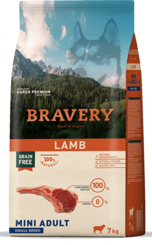 Bravery Lamb Small & Mini Breeds Adult Dog - Пълноценна храна за израснали кучета от дребни и мини породи с агнешко