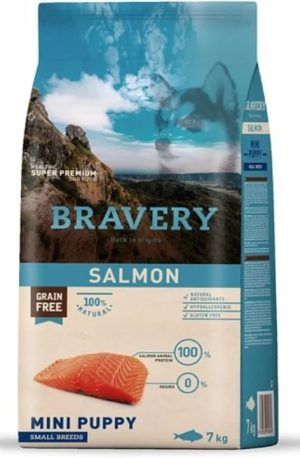 Bravery Salmon Mini Breeds Puppy - Пълноценна храна подрастващи кученца от дребни и мини породи със сьомга