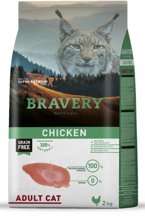 Bravery Chicken Adult Cat - Пълноценна храна за израснали котки с пилешко