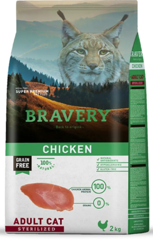 Bravery Chicken Sterilised Adult Cat - Пълноценна храна за израснали кастрирани котки от всички породи с пилешко