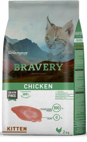 Bravery Chicken Kitten - Пълноценна храна за подрастващи котенца от всички породи с пилешко
