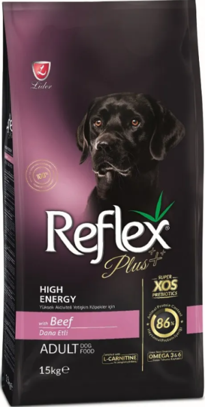 Reflex Plus High Energy Adult Dog - високоенергийна храна с говеждо месо за израснали кучета 15 кг