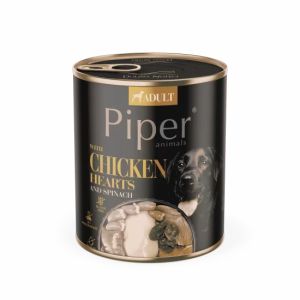 Piper Adult Chicken Hearts/Brown rise 800g - Пилешки сърца/кафяв ориз и спанак 800г