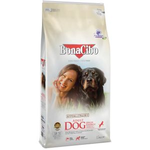 BonaCibo Chicken, Anchovy & Rice High Energy Adult  - Пълноценна храна за израснали активни кучета с пилешко,аншоа и ориз 15 кг