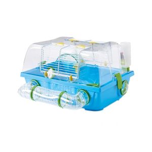 Клетка Savic Spelos Metro 42.5 x 38 x 24см, пластмасова, с хранилка, поилка, колело, тунел за игра, за хамстери и мишки