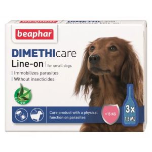 Dimethicare Line-on Beaphar Dog - спот он с Димитикон, 3 броя, за дребни породи, до15кг, без инсектицид
