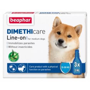Dimethicare Line-on Beaphar - спот он с Димитикон, 3 броя, за средни породи, до30кг, без инсектицид
