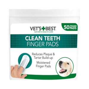 Vet's Best Clean Teeth Finger Pads 50бр дентални кърпички за почистване на зъби, аромат на мента