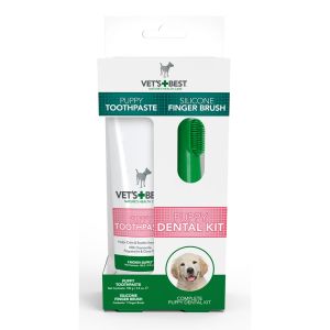 Vet's Best Puppy Dental Kit комплект за малки паста 100гр + четка напръстник